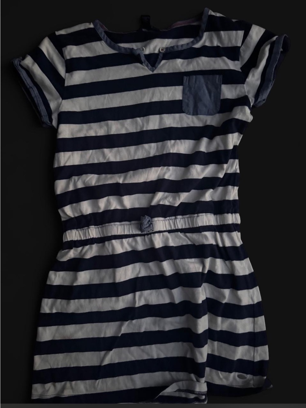 Tommy Hilfiger Navy and White Striped Top with Button Detail